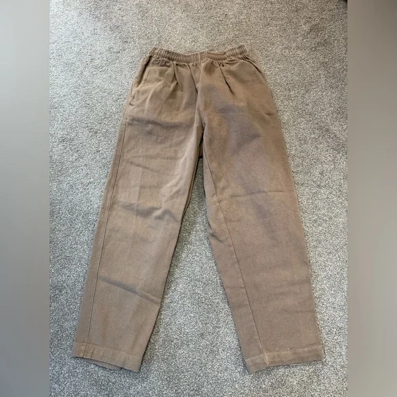 Oak + Fort Caramel Beige Relaxed Fit Pants 100% Cotton Made in Korea size M - Picture 2 of 4